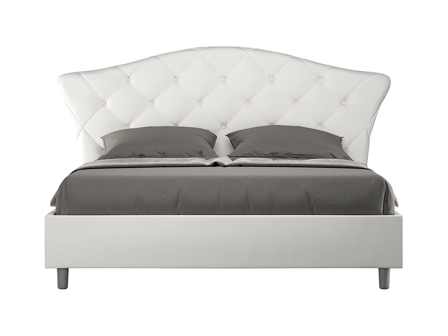 Lit avec sommier rembourrée 160x190 similicuir blanc Langre