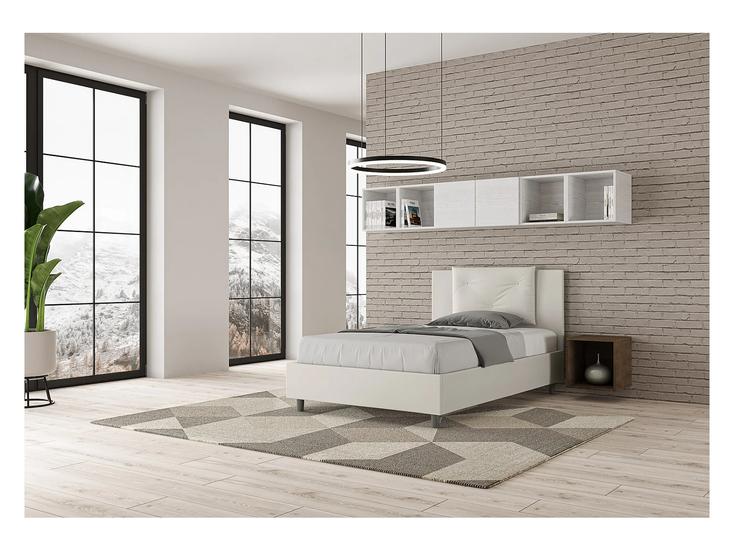 Appia wit kunstlederen gestoffeerd bed zonder bedbodem 120x200