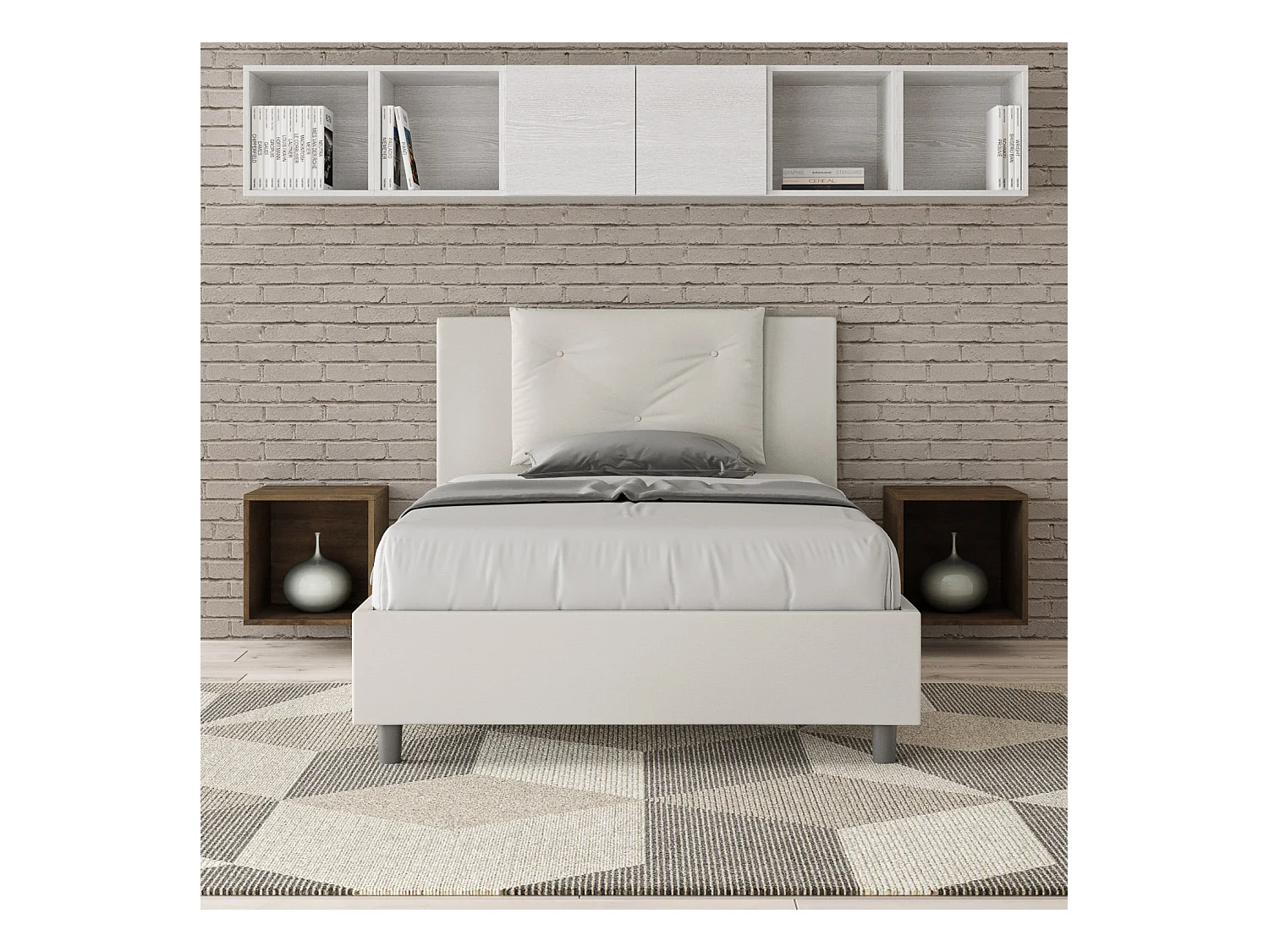 Appia wit kunstlederen gestoffeerd bed zonder bedbodem 120x200