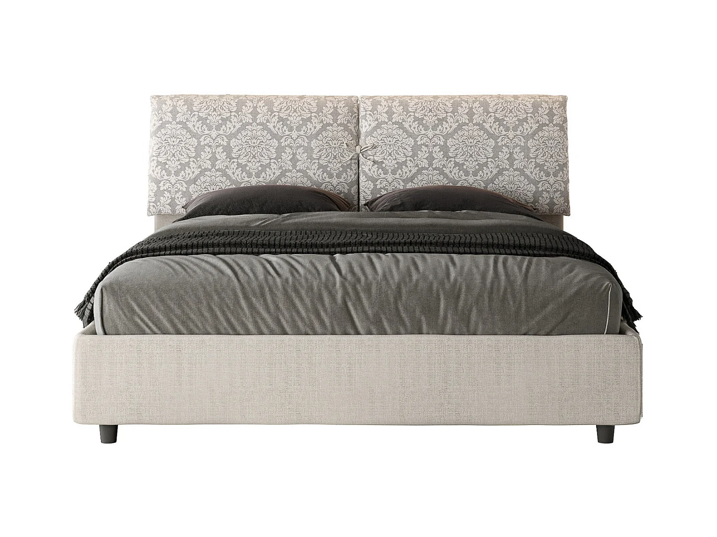 Lit sans sommier rembourré 160x200 tissu Agata 1 blanc Mados