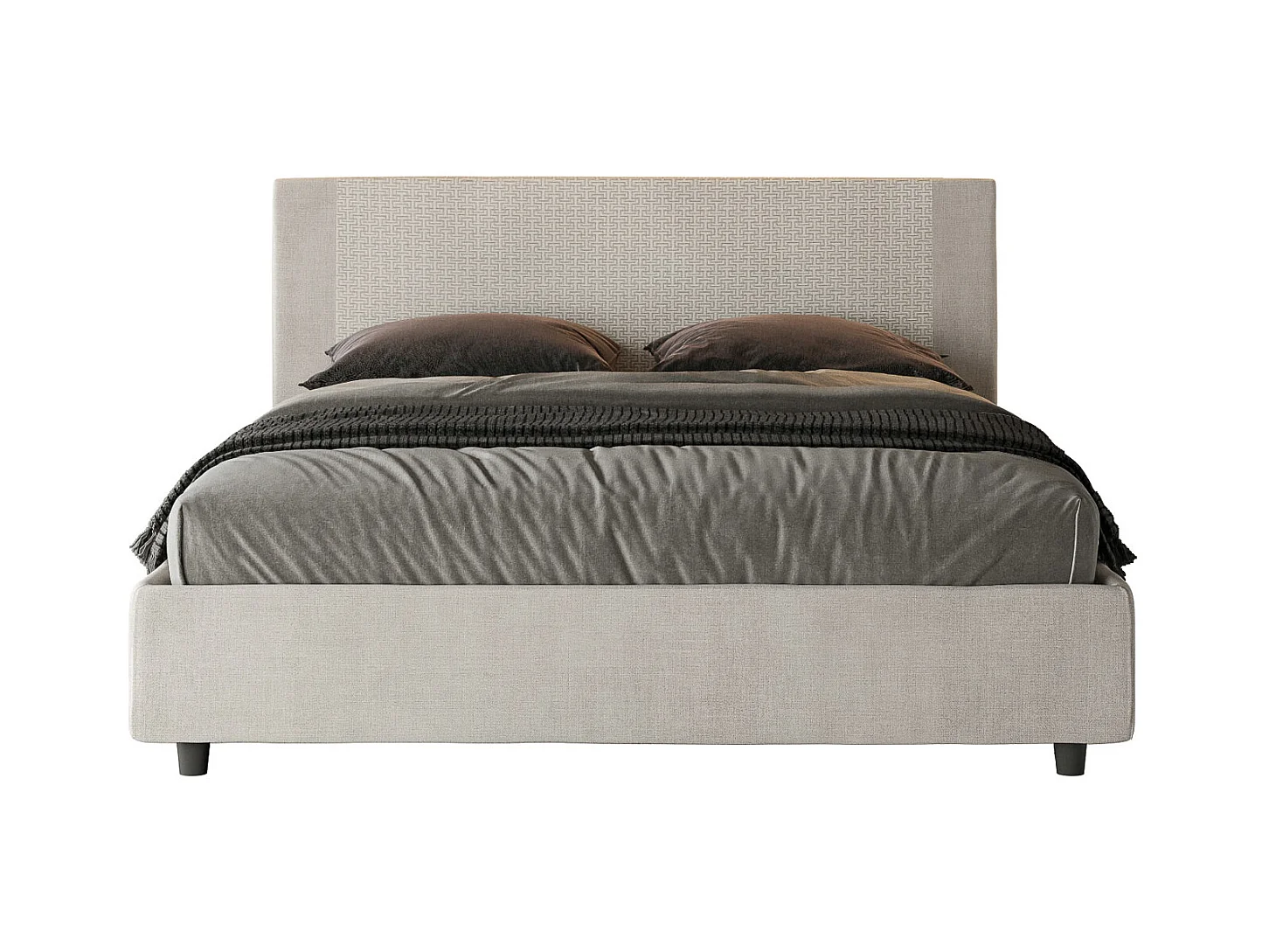Lit avec sommier rembourrée 160x200 tissu Labirinto 01 blanc Rosal