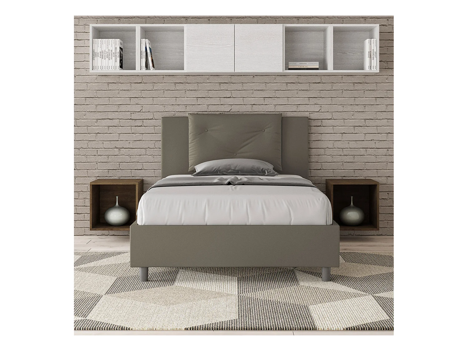 Cama tapizada Appia capuchino símil piel sin base 120x190