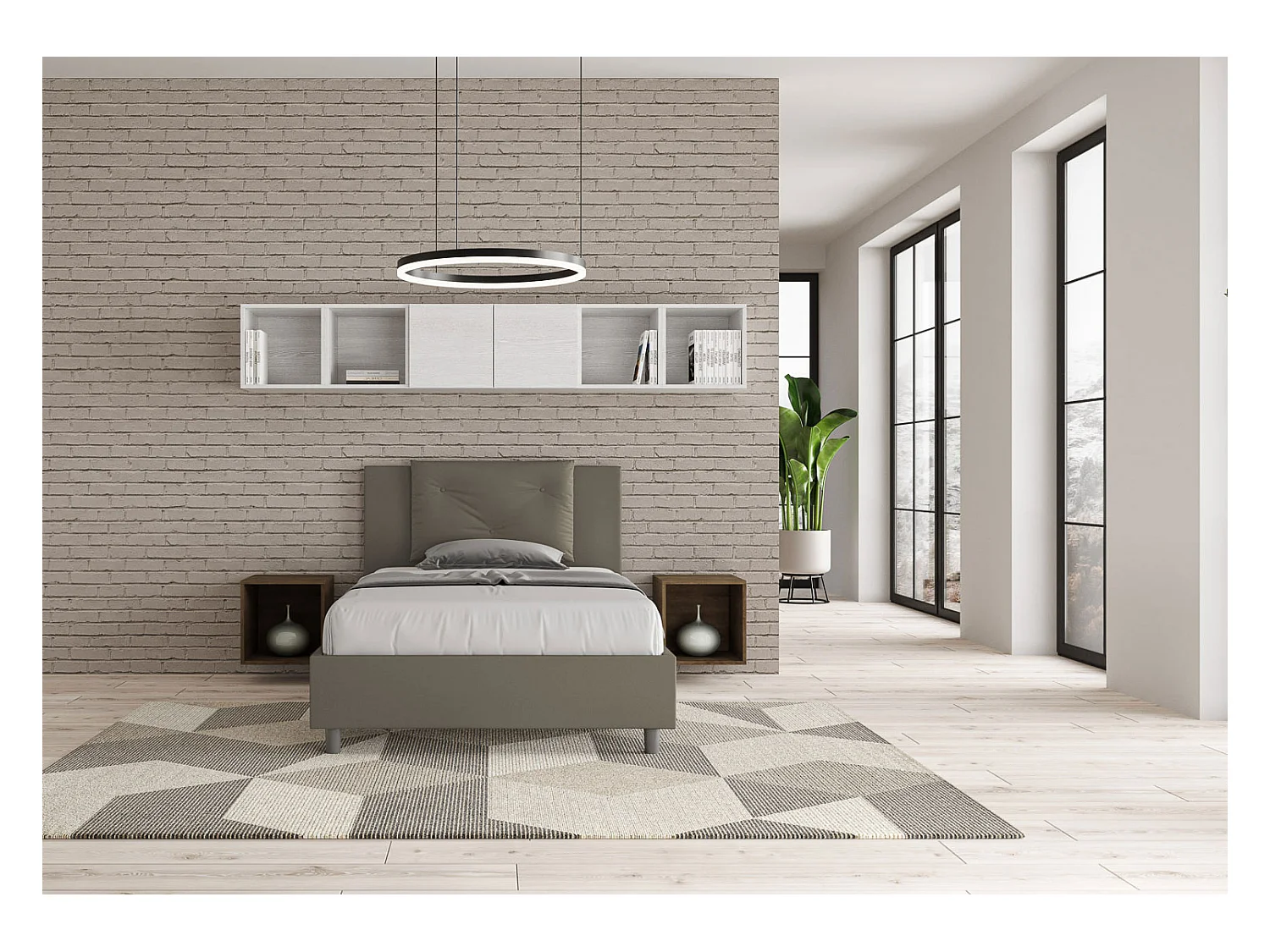 Cama tapizada Appia capuchino símil piel sin base 120x190