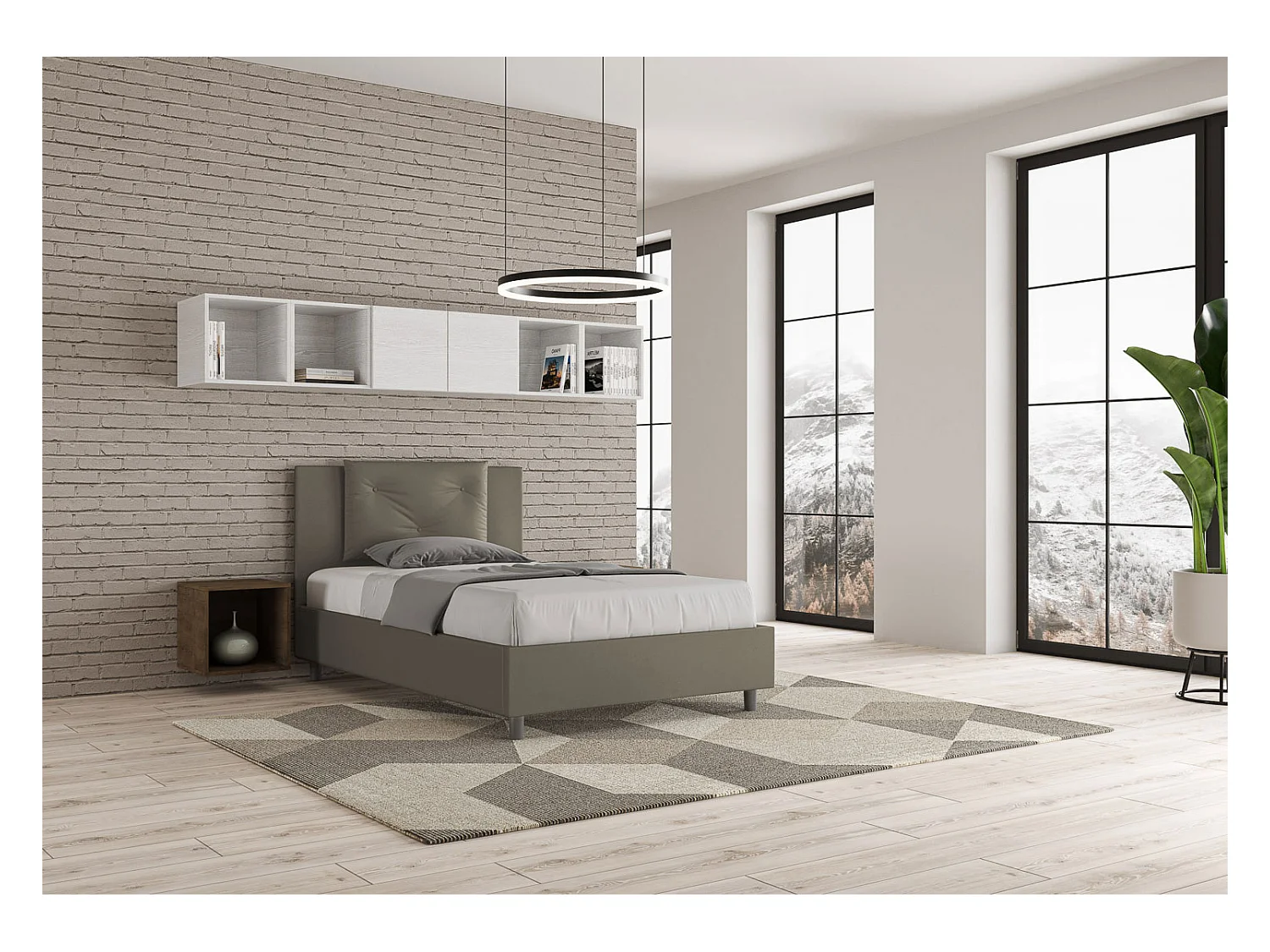 Cama tapizada Appia capuchino símil piel sin base 120x190