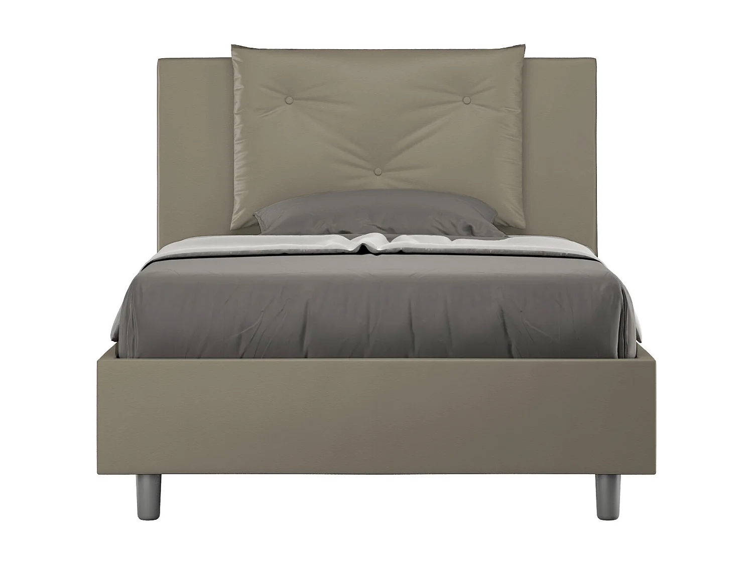 Lit 1 place et demi sans sommier rembourré 120x190 similicuir cappuccino Appia