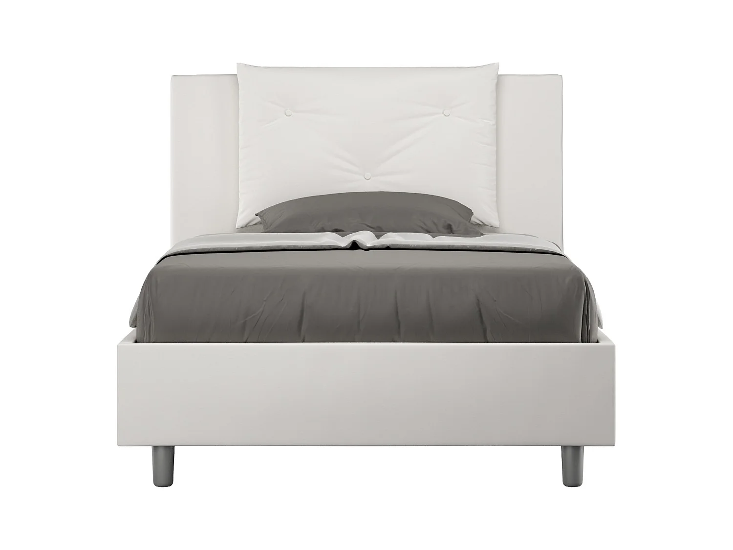 Lit 1 place et demi sans sommier rembourré 120x210 similicuir blanc Appia