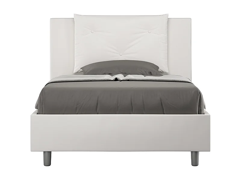 Lit 1 place et demi sans sommier rembourré 120x190 similicuir blanc Appia