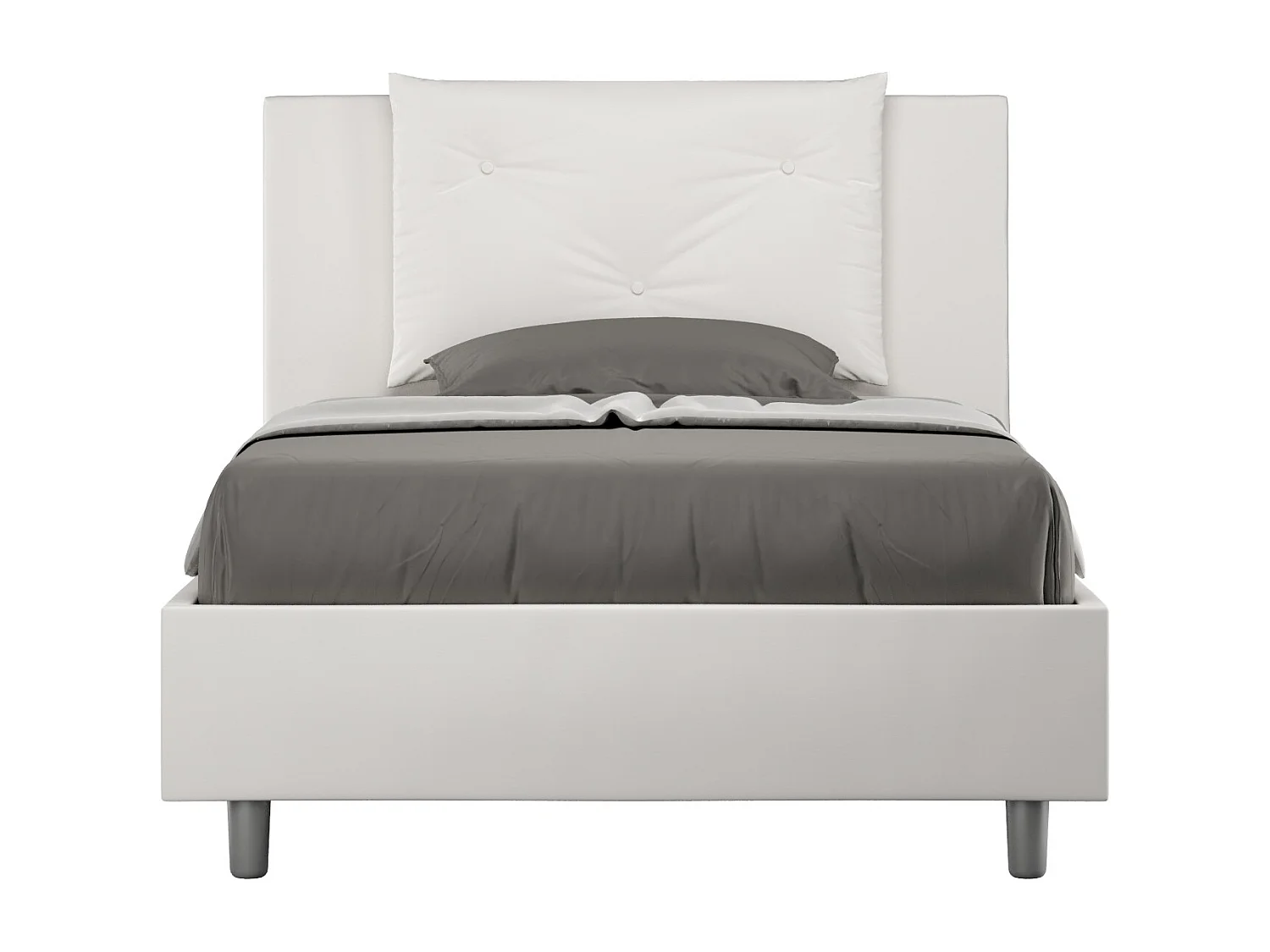 Lit 1 place et demi sans sommier rembourré 120x190 similicuir blanc Appia