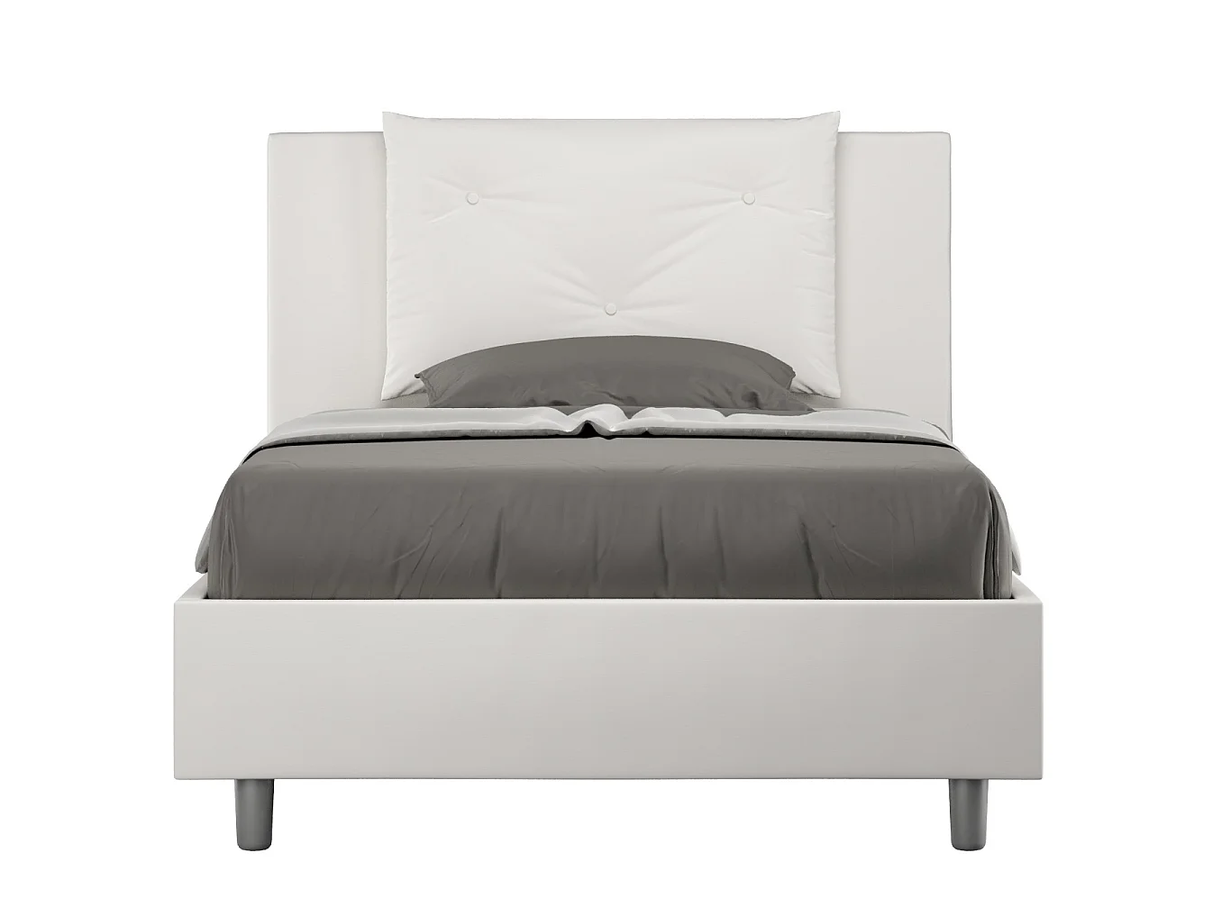 Lit 1 place et demi sans sommier rembourré 120x190 similicuir blanc Appia
