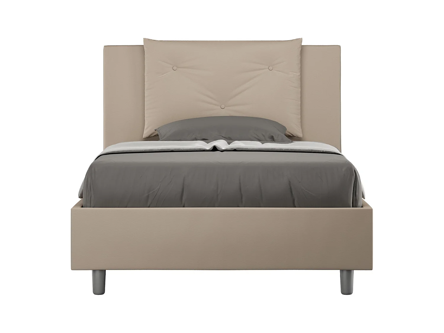 Lit 1 place et demi avec sommier rembourrée 120x200 similicuir taupe Appia