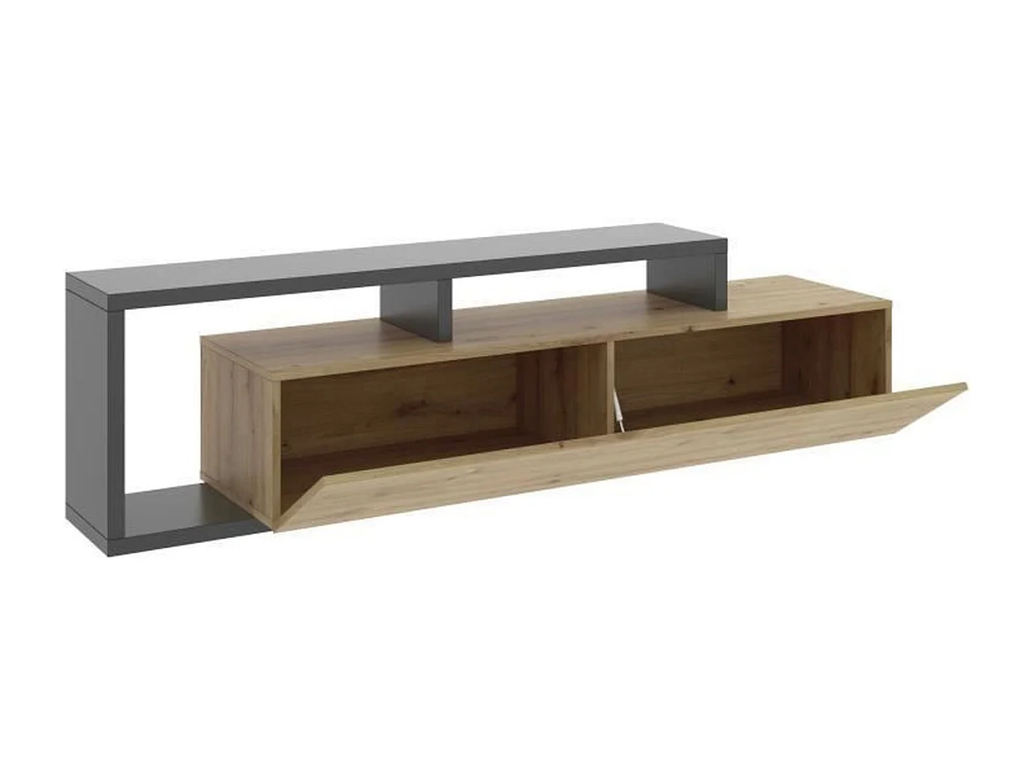 Mueble bajo TV Kram 1 puerta grafito/nordic 47x165x40 cm