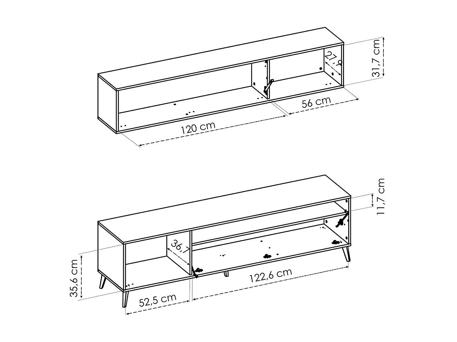 Meuble TV Compact Bonn Nordic/Grafito avec Rangement Intégré - Style Moderne et Fonctionnel