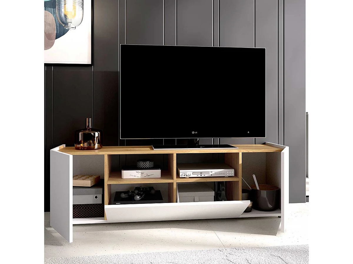 Mueble bajo TV Isola 3 puertas blanco/nordic 44x142x35 cm
