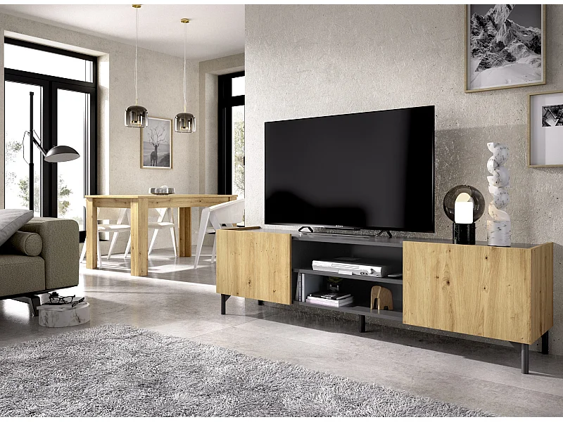 Mueble bajo de TV Astral grafito/Nordic 45,2x160,8x35 cm