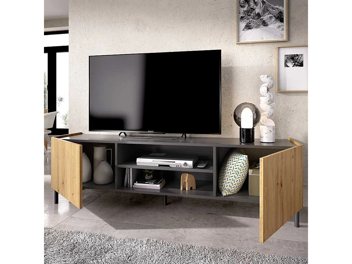 Mueble bajo de TV Astral grafito/Nordic 45,2x160,8x35 cm