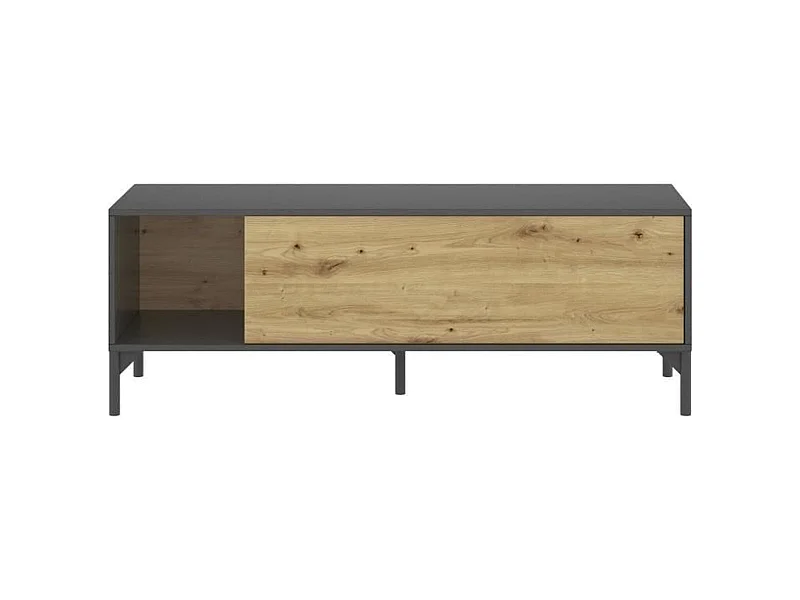 LAK TVSchrank – CraftsmanEiche und anthrazitfarbenes Melamin – 1 Tür – 133 x 39 x 45 cm