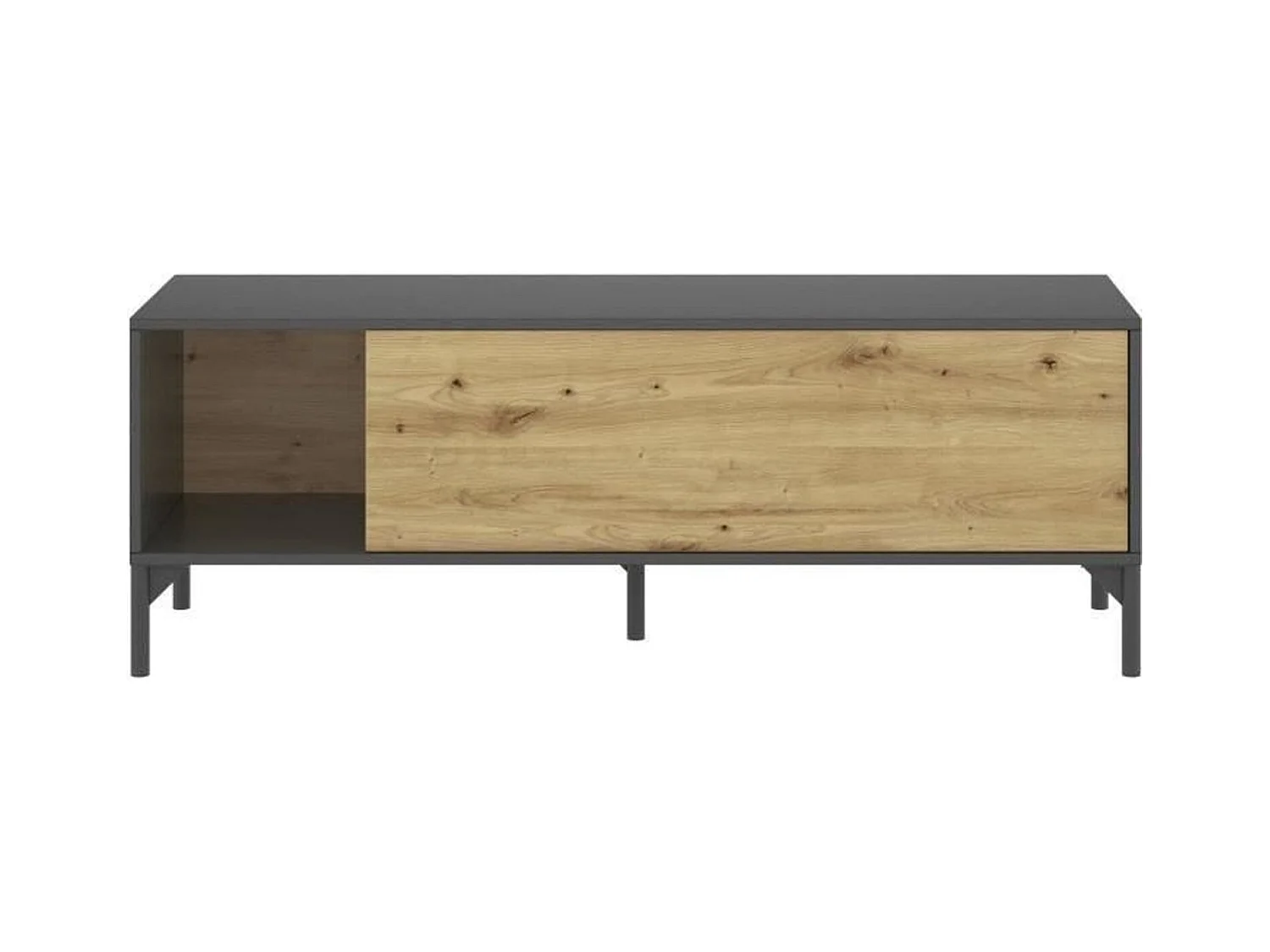 LAK TVSchrank – CraftsmanEiche und anthrazitfarbenes Melamin – 1 Tür – 133 x 39 x 45 cm