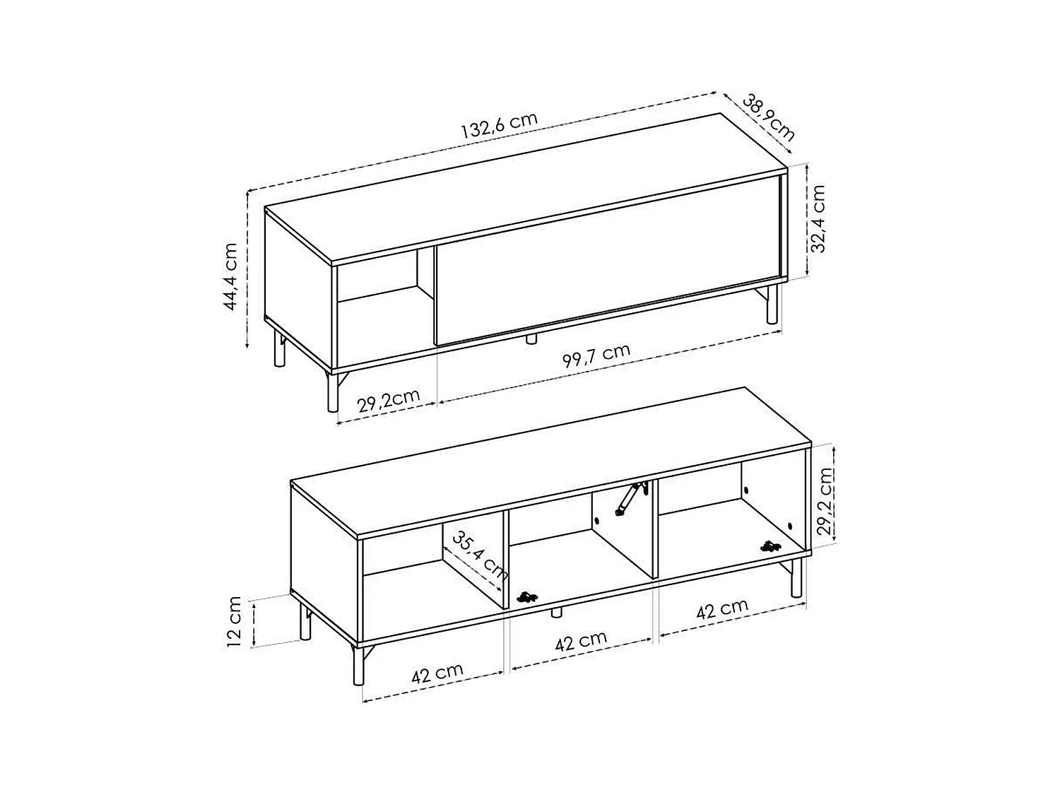 LAK TVSchrank – CraftsmanEiche und anthrazitfarbenes Melamin – 1 Tür – 133 x 39 x 45 cm