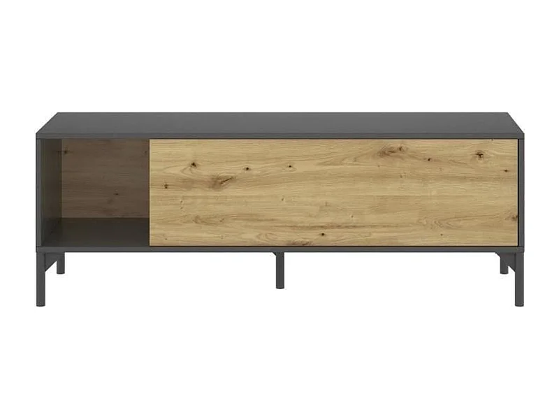 Mobile TV LAK Melaminico rovere artigianale e antracite 1 anta 133 x 39 x 45 cm