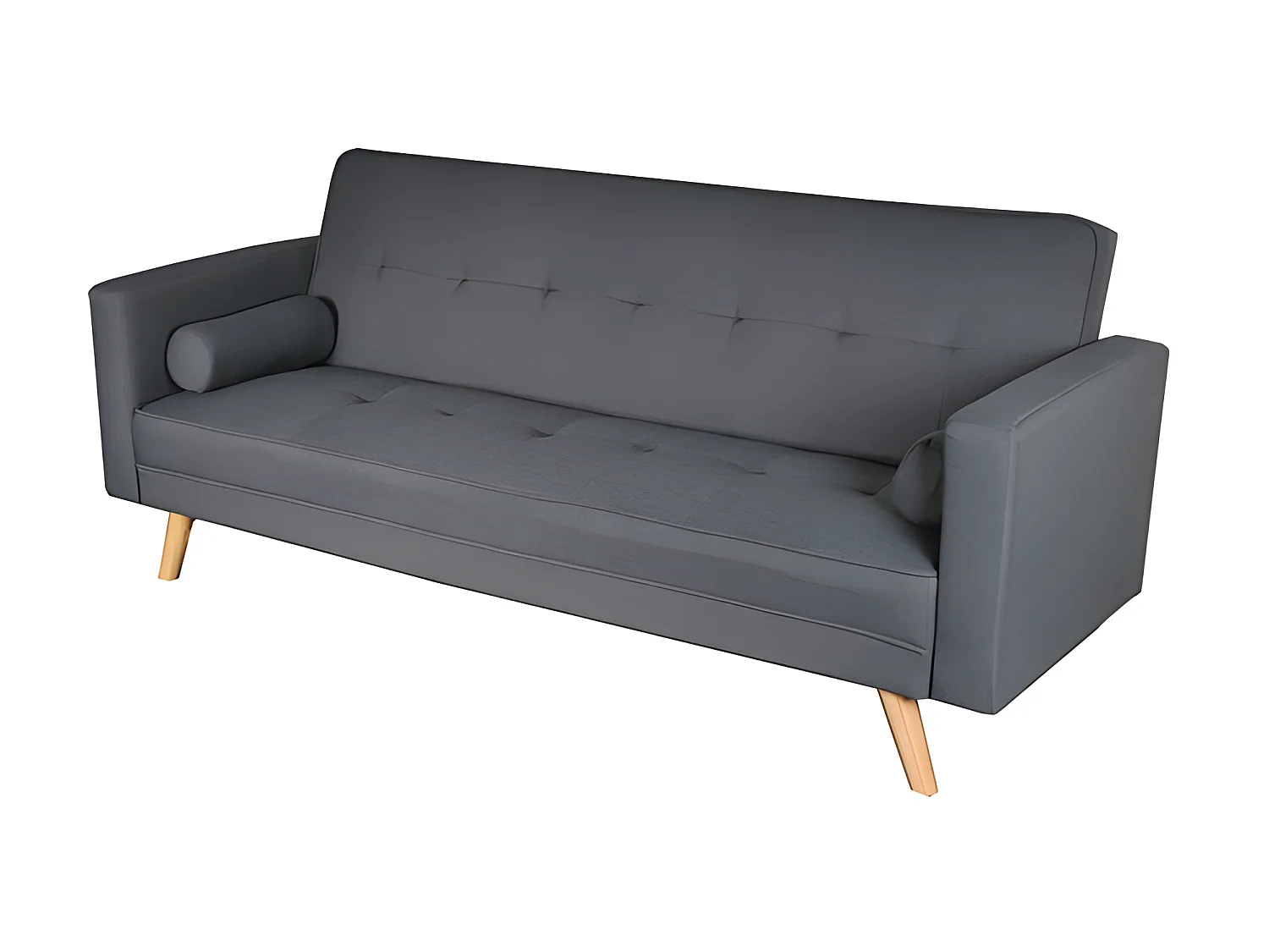 Canapé convertible 3 places en tissu capitonné gris INARI