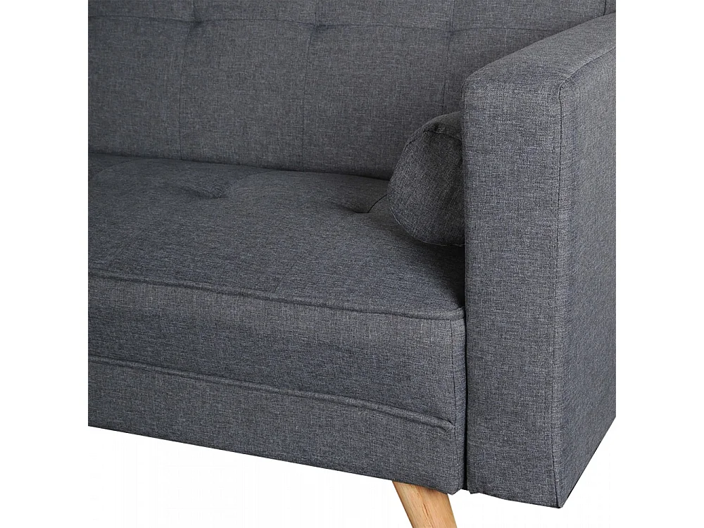 Canapé convertible 3 places en tissu capitonné gris INARI