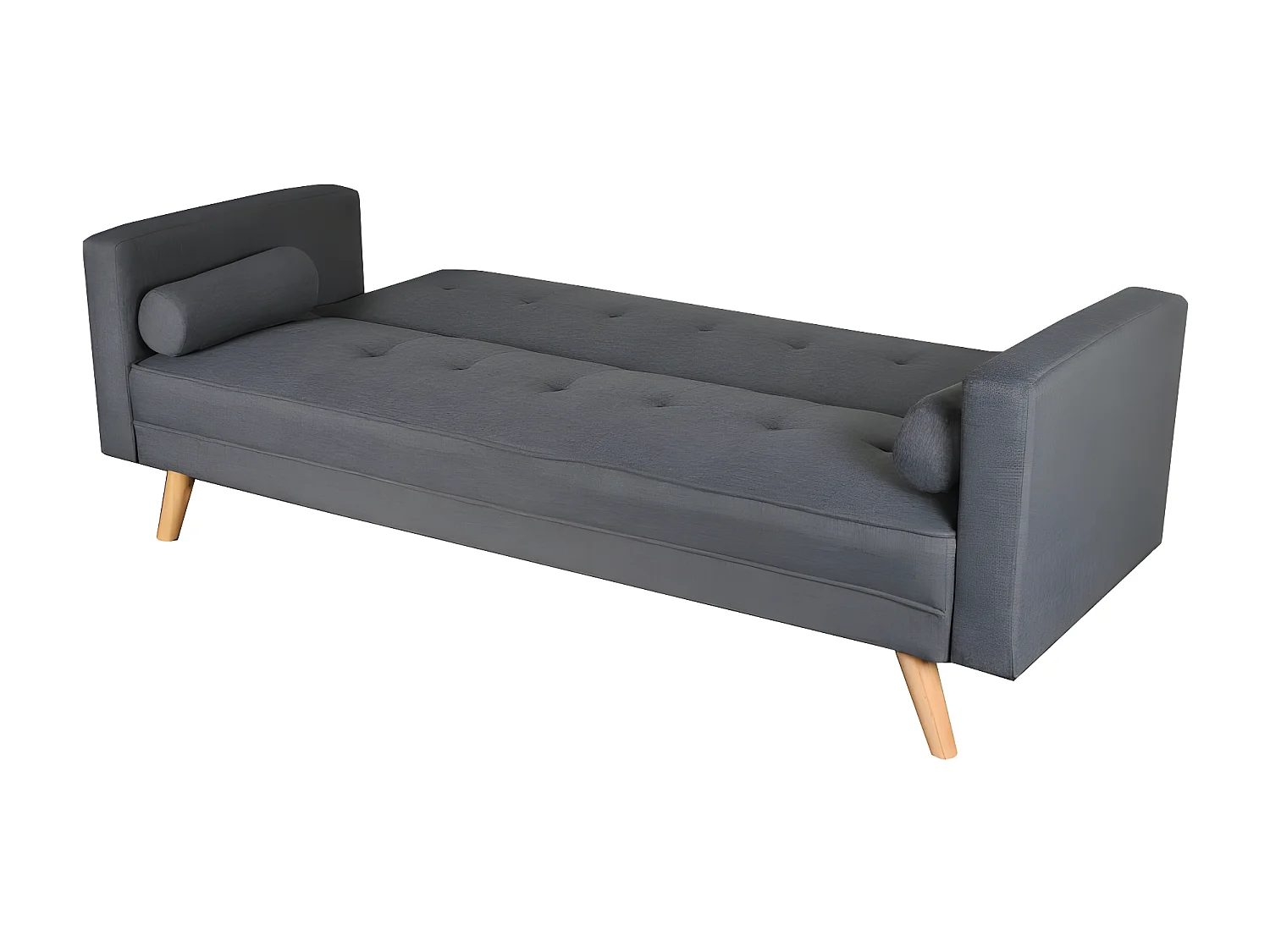 Canapé convertible 3 places en tissu capitonné gris INARI