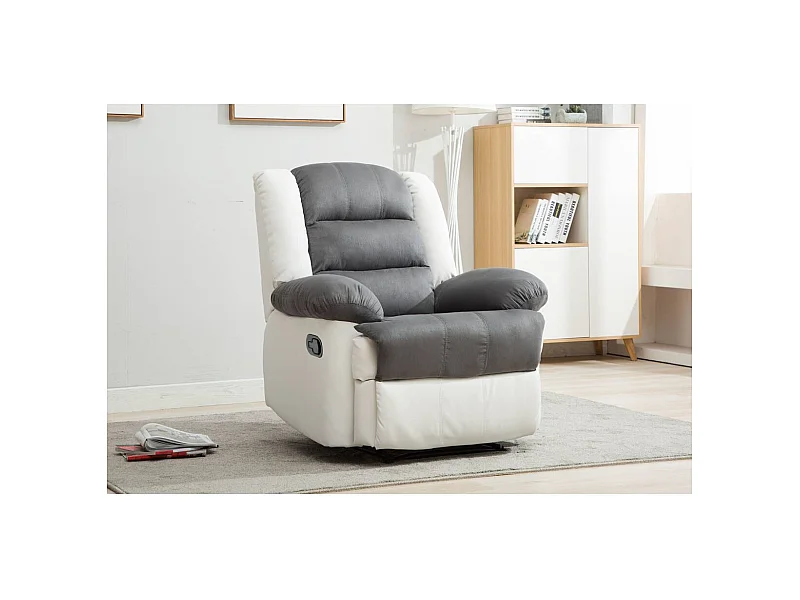 Sillón relax "Buckingham" - Blanco / Gris claro