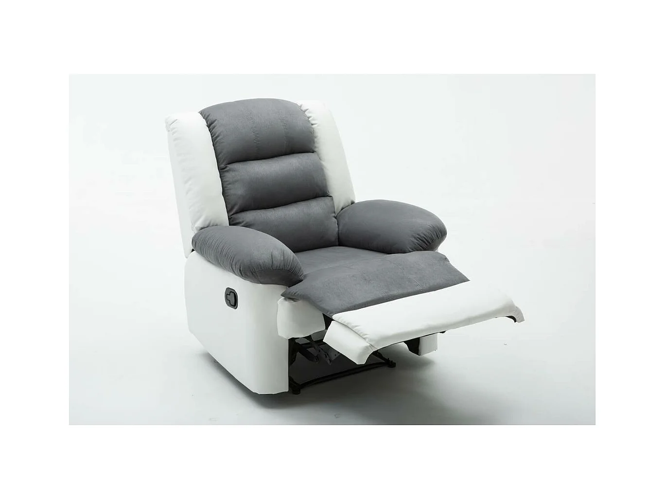 Fauteuil relax "Buckingham" - 85 x 93 x 100 cm - Blanc / Gris clair