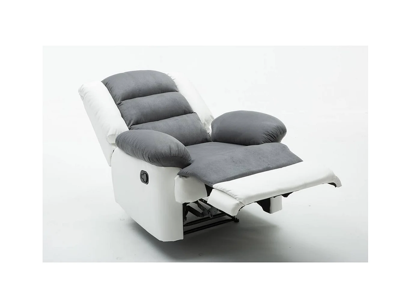 Fauteuil relax "Buckingham" - 85 x 93 x 100 cm - Blanc / Gris clair