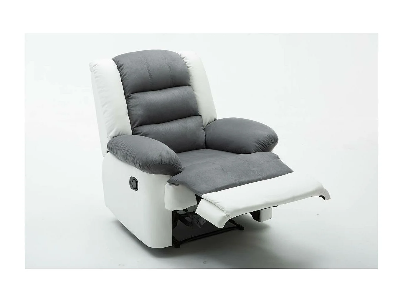Fauteuil relax "Buckingham" - 85 x 93 x 100 cm - Blanc / Gris clair