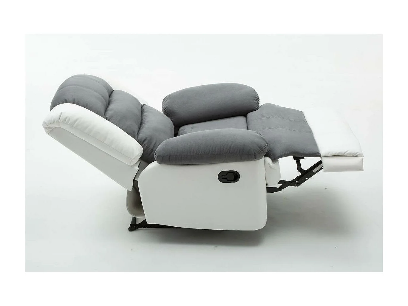 Fauteuil relax "Buckingham" - 85 x 93 x 100 cm - Blanc / Gris clair