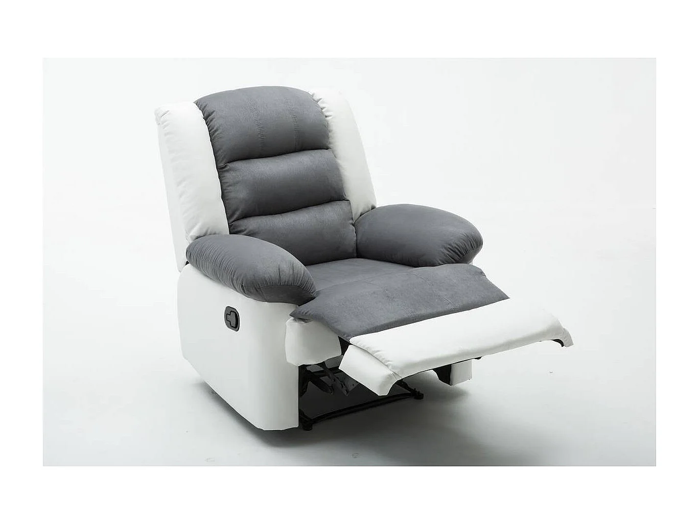 Fauteuil relax "Buckingham" - 85 x 93 x 100 cm - Blanc / Gris clair