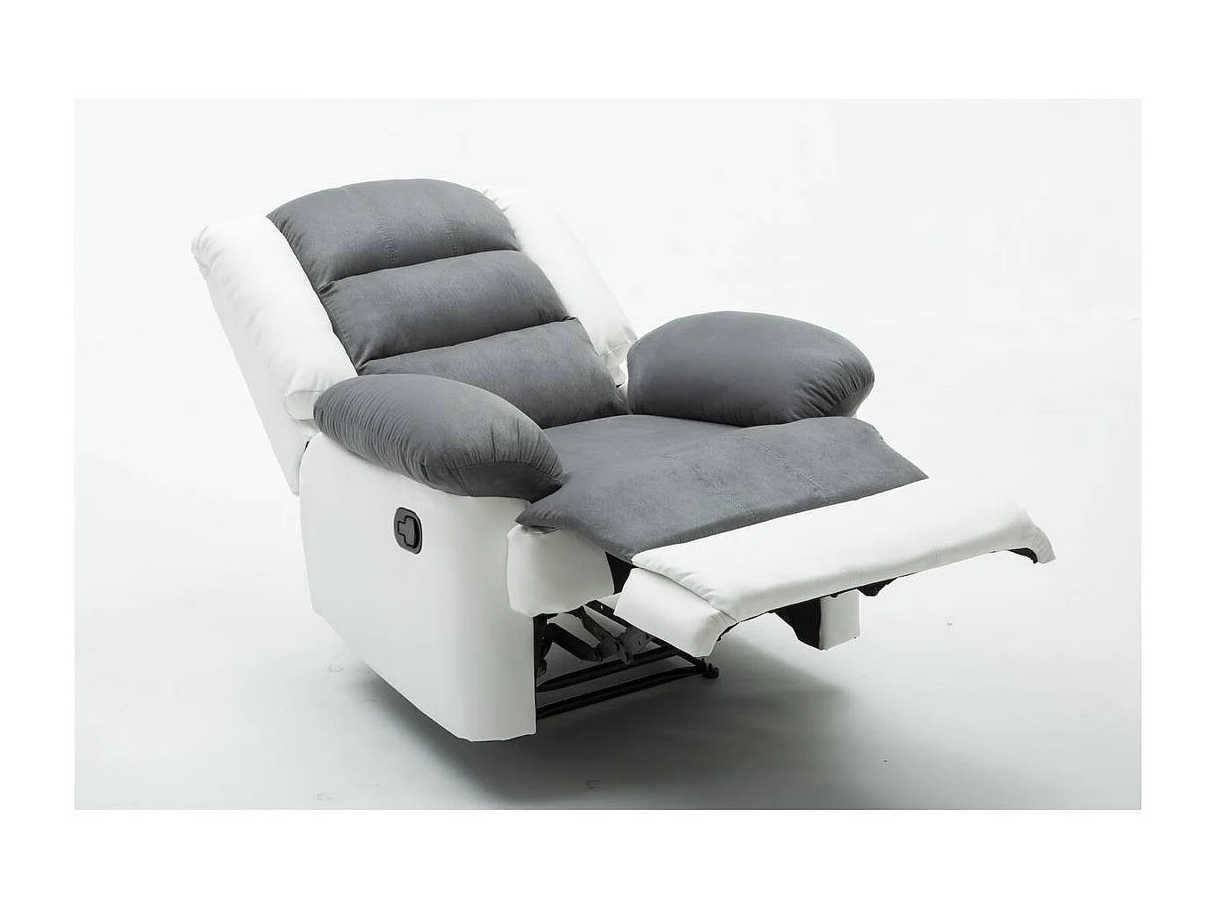 Fauteuil relax "Buckingham" - 85 x 93 x 100 cm - Blanc / Gris clair