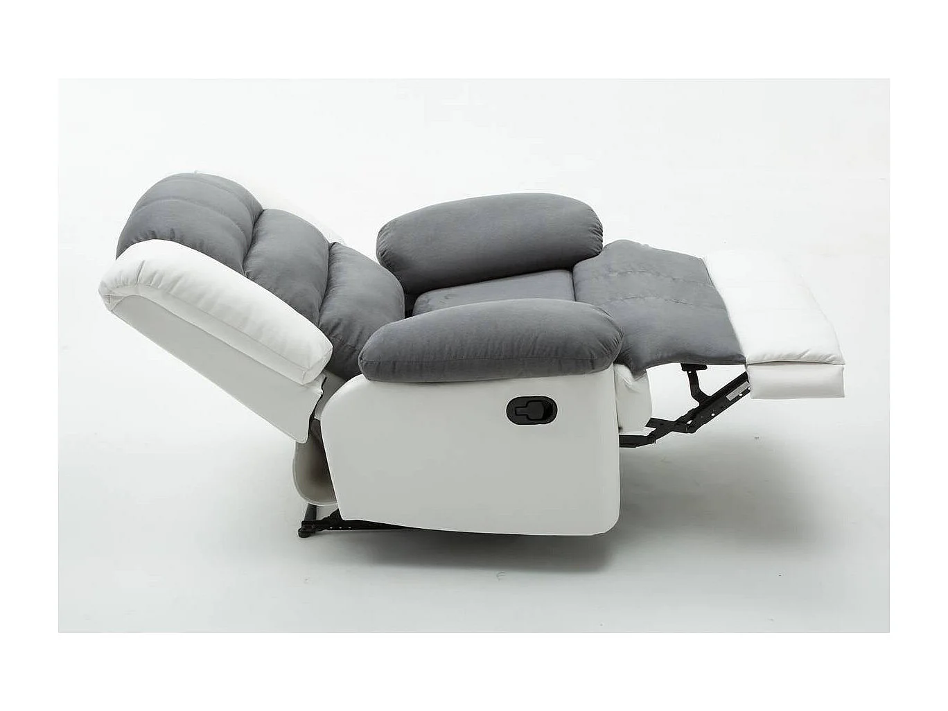 Fauteuil relax "Buckingham" - 85 x 93 x 100 cm - Blanc / Gris clair