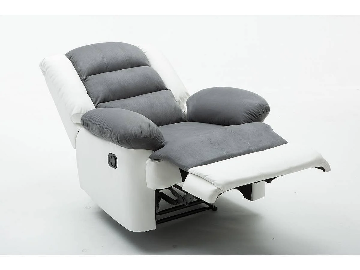 Relaxfauteuil relaxstoel verstelbaar "Buckingham" - 85 x 93 x 100 cm - Wit / Lichtgrijs