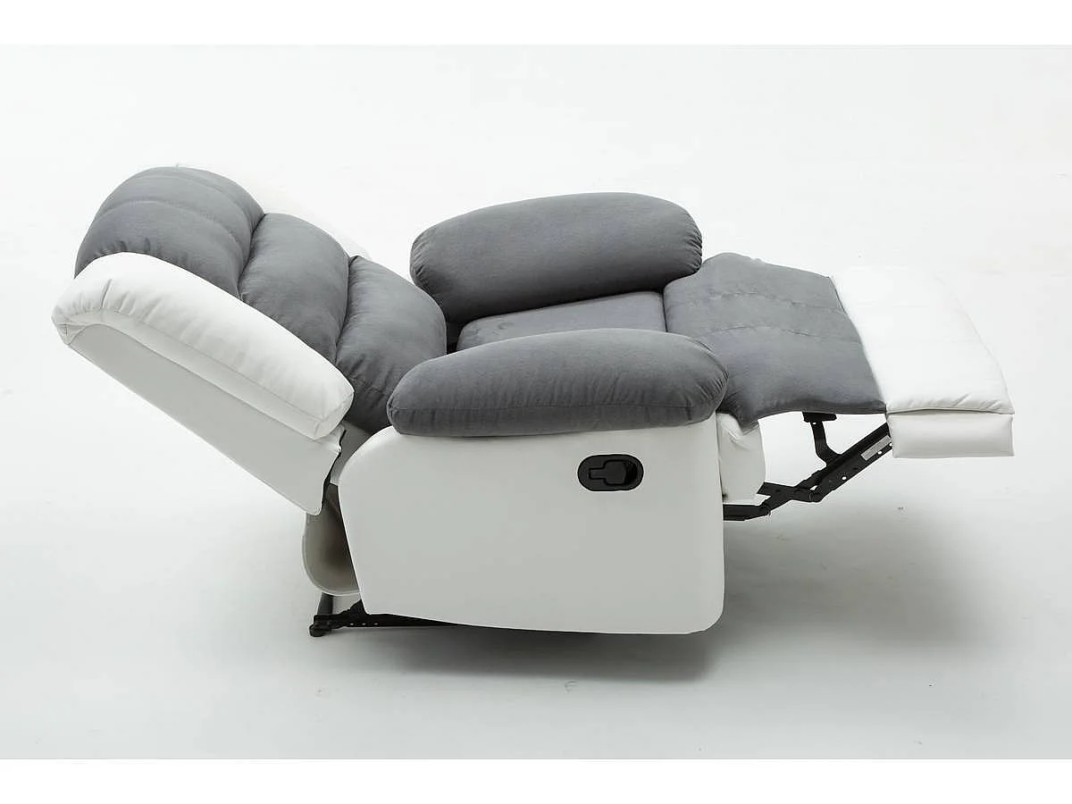 Relaxfauteuil relaxstoel verstelbaar "Buckingham" - 85 x 93 x 100 cm - Wit / Lichtgrijs