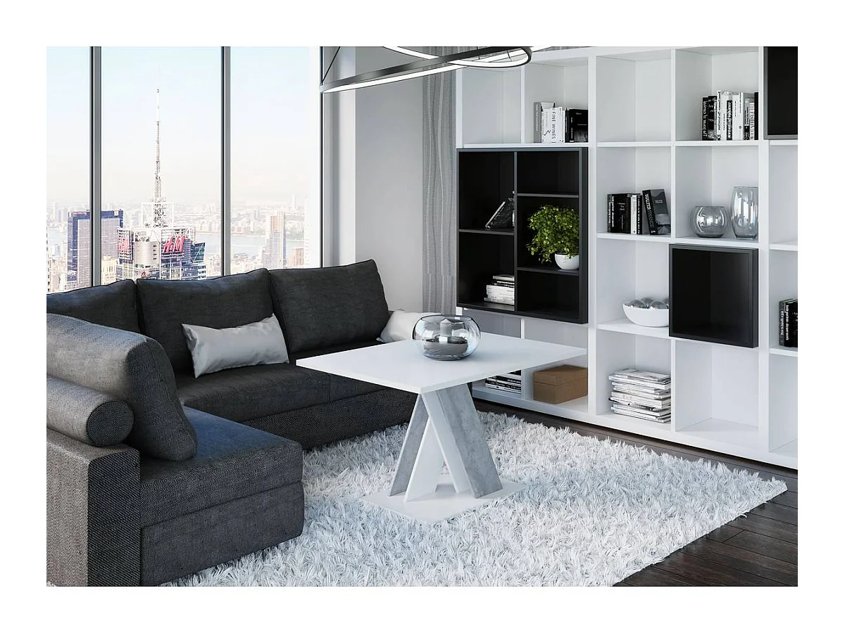 Couchtisch "Bronx" Weiß/Beton - Elegantes und minimalistisches Design für Ihr Wohnzimmer