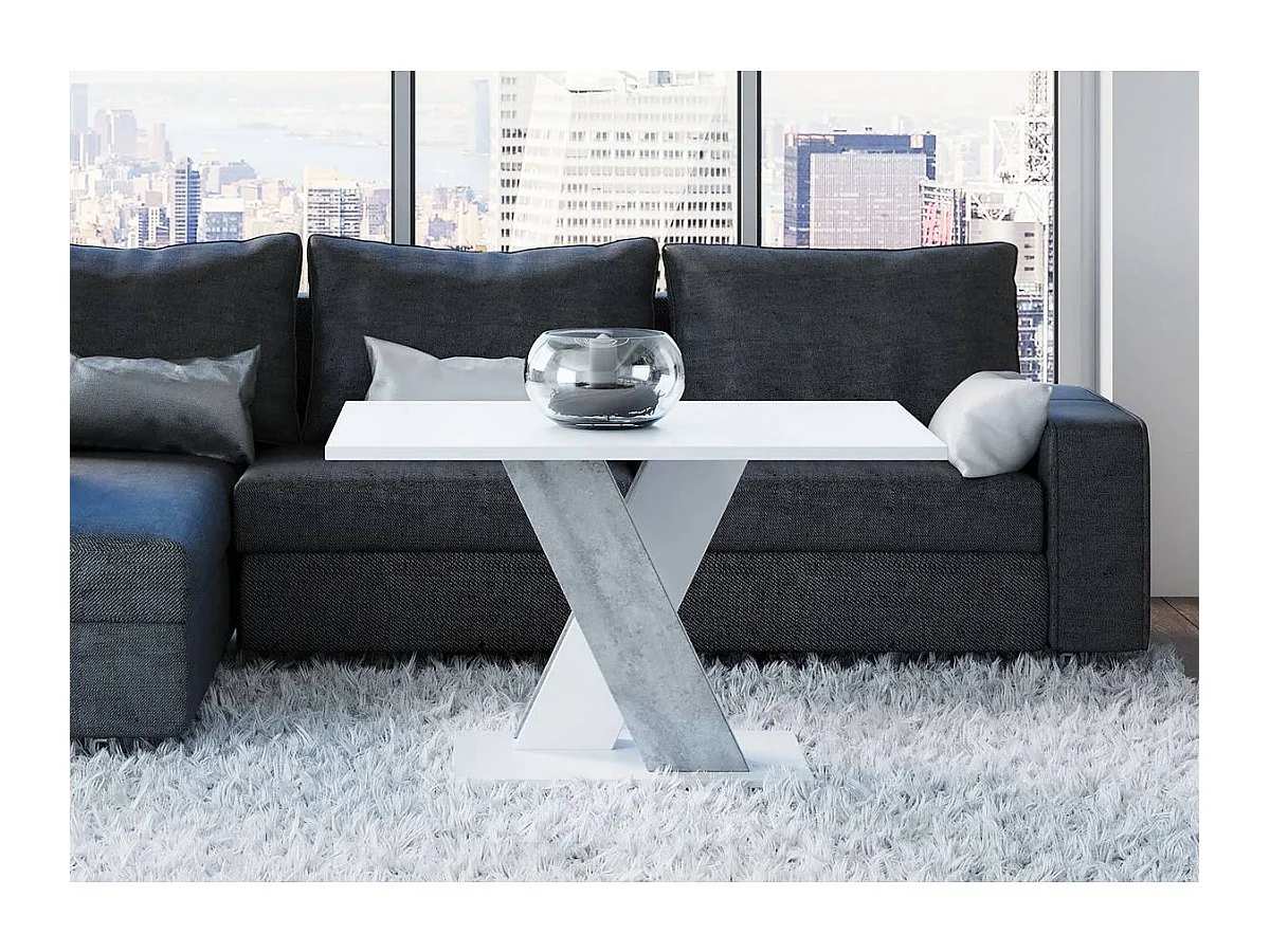 Couchtisch "Bronx" Weiß/Beton - Elegantes und minimalistisches Design für Ihr Wohnzimmer
