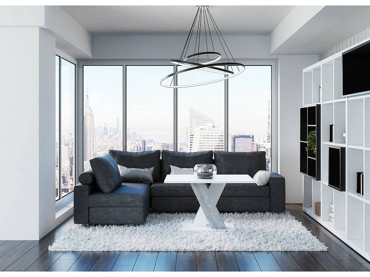 Couchtisch "Bronx" Weiß/Beton - Elegantes und minimalistisches Design für Ihr Wohnzimmer