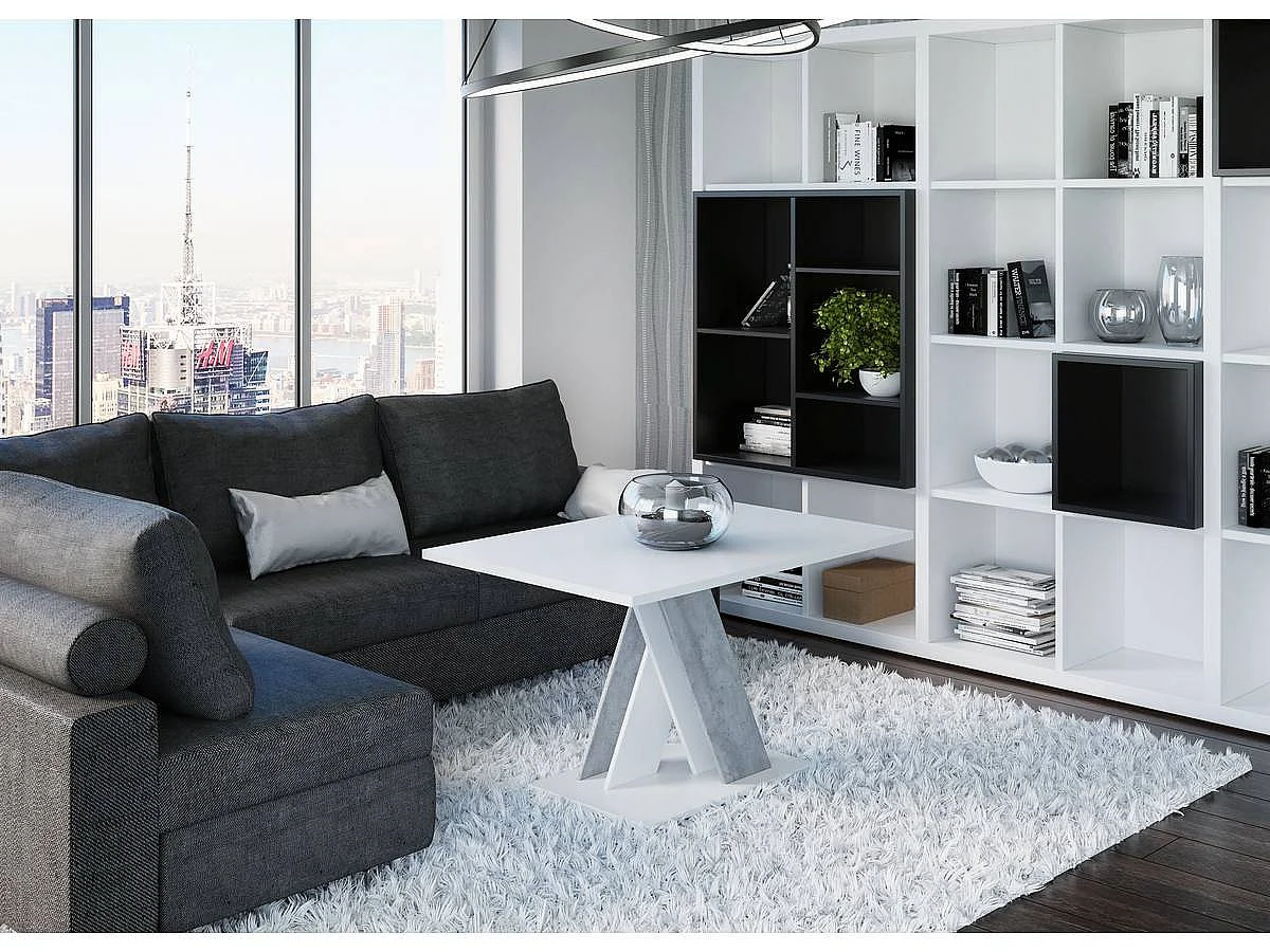 Couchtisch "Bronx" Weiß/Beton - Elegantes und minimalistisches Design für Ihr Wohnzimmer