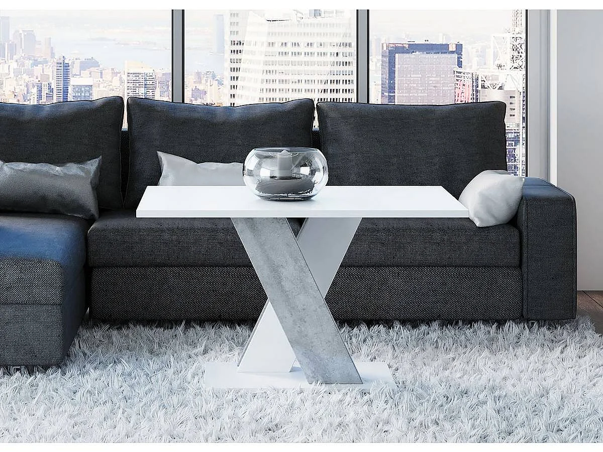 Couchtisch "Bronx" Weiß/Beton - Elegantes und minimalistisches Design für Ihr Wohnzimmer