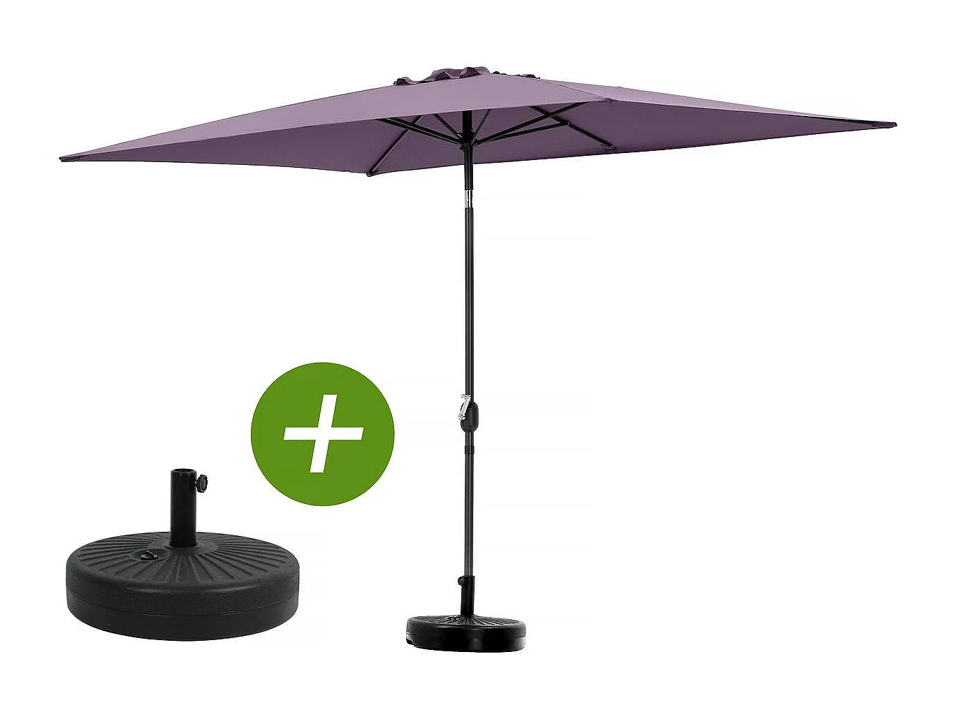 Parasol tuin tuinparasol "Sol 2" - Rechthoekig - 2 x 3 m - Paars + inclusief parasolvoet tegel / parasoltegels