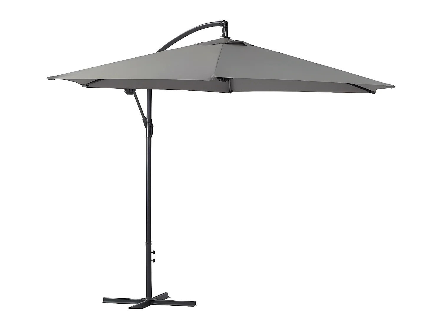 Parasol jardin déporté Alu "Ilios" - Rond - Ø 3 m - Gris