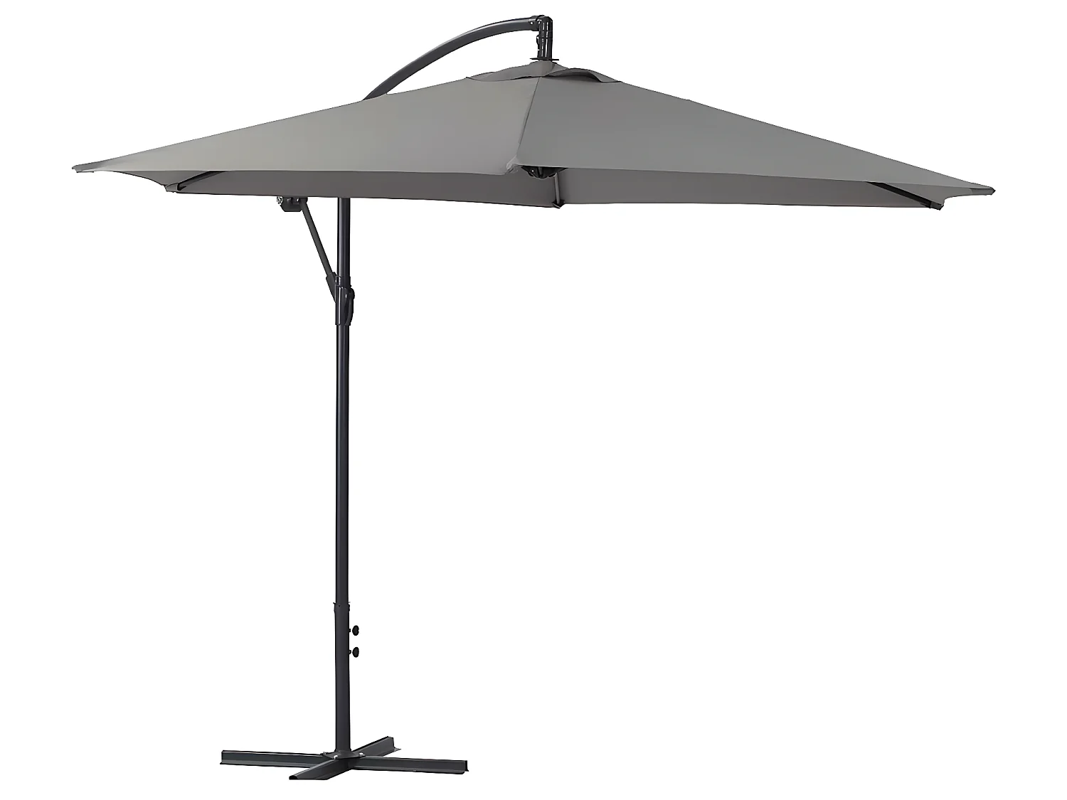 Parasol jardin déporté Alu "Ilios" - Rond - Ø 3 m - Gris