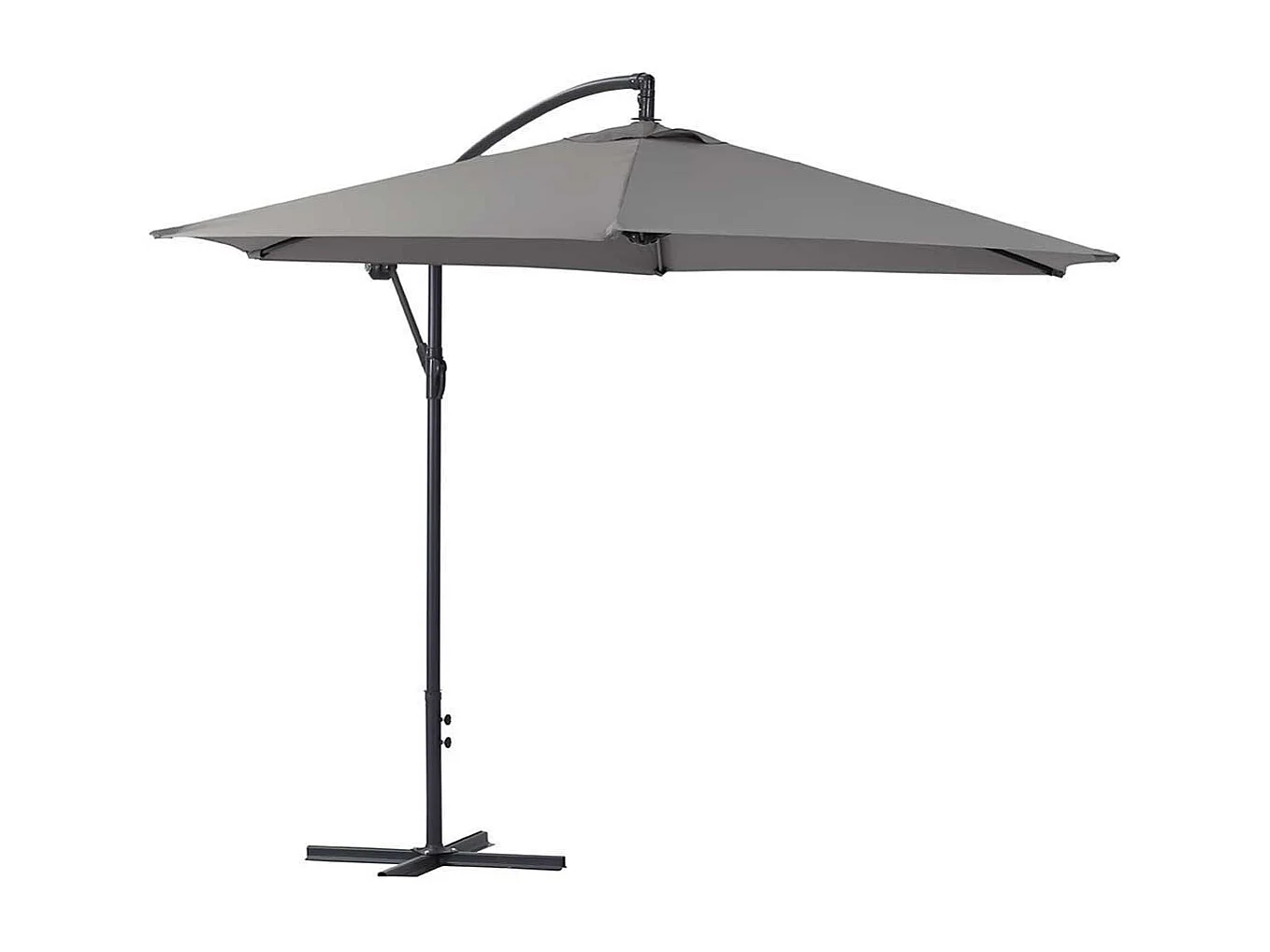 Parasol jardin déporté Alu "Ilios" - Rond - Ø 3 m - Gris