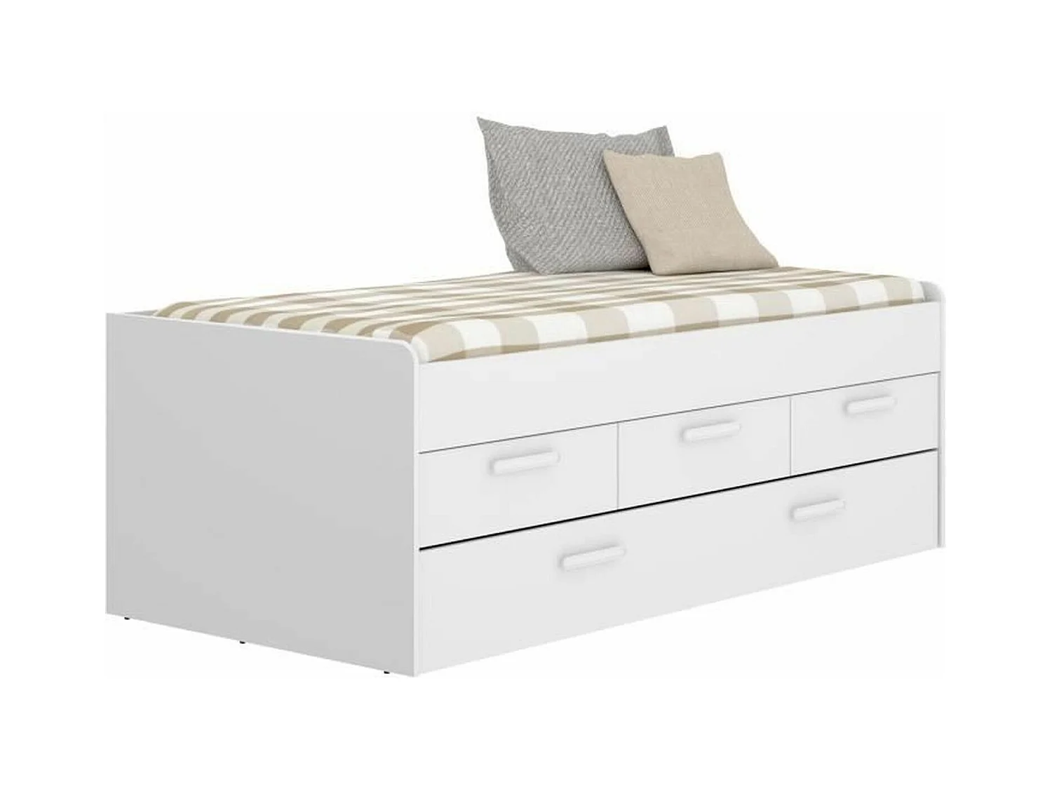 Cama nido Leka con 3 cajones blanco 68x194x95 cm