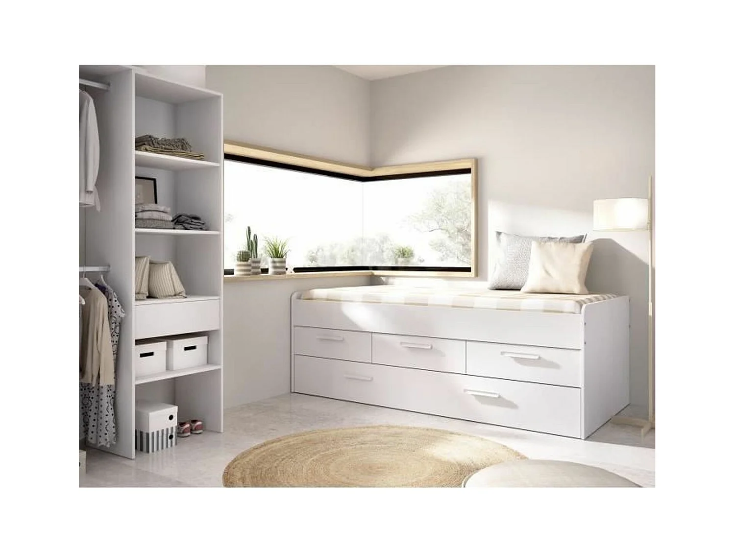 Cama nido Leka con 3 cajones blanco 68x194x95 cm
