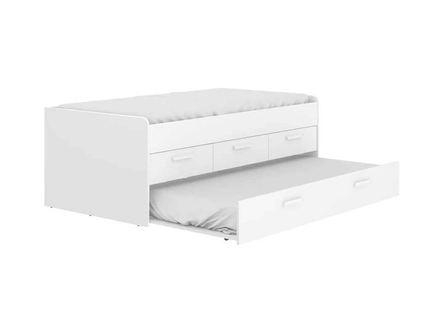 Cama nido Leka con 3 cajones blanco 68x194x95 cm