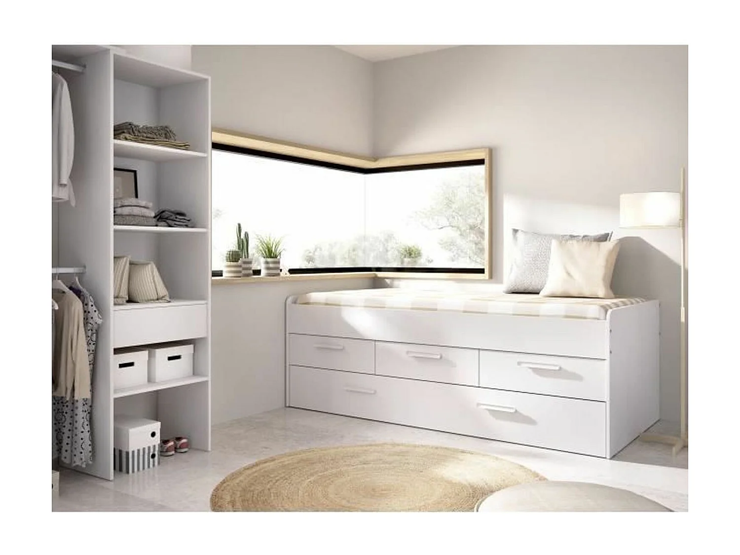 Cama nido Leka con 3 cajones blanco 68x194x95 cm