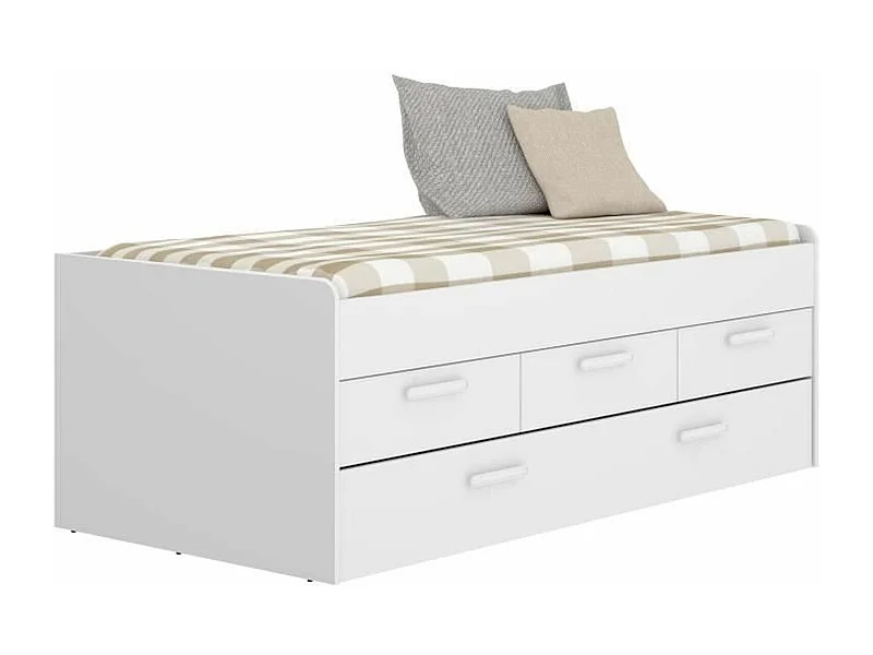 Cama nido Leka con 3 cajones blanco 68x194x95 cm
